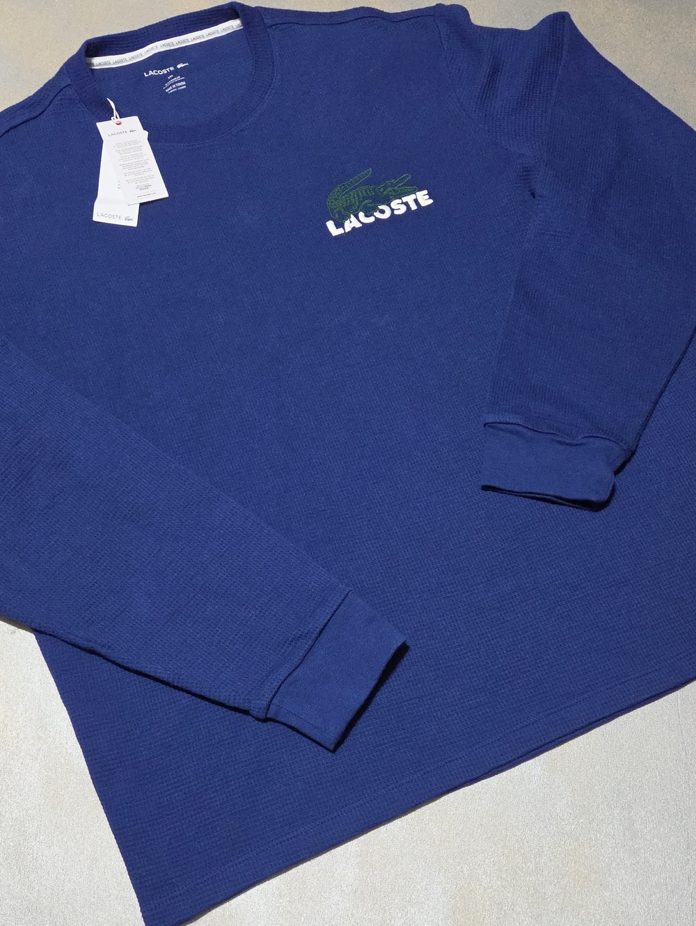 Lacoste Navy Crewneck Sweatshirt with Green Crocodile Logo
